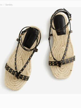 MADEWELL Mira Espadrille Thong Sandal - Black - Size 9.5